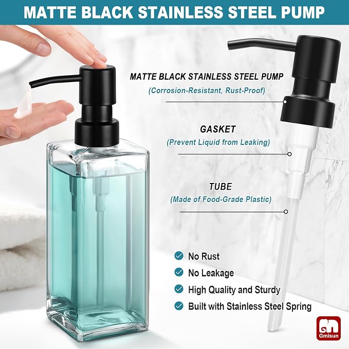 GMISUN Glass Soap Dispenser - Image 3