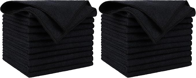 AIDEA Microfiber Cleaning Cloth Black 10PK, Microfiber Towels by AIDEAHOME