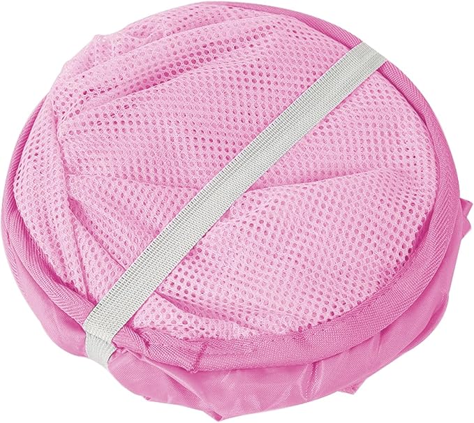 Portable Mesh Pop Up Laundry Hamper Reinforced Pink Vertical Collapsible - Image 5