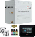Builders Series 10.5kW Steam Bath Generator with Quickstart Continuous Steam, Black Digital Touch Pad, Built-in Auto-Drain, and Aroma Steamhead in Polished Chrome