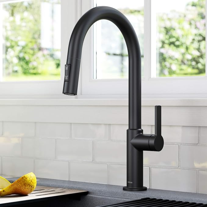 KRAUS Matte Black Single Handle Pull Down Kitchen Faucet KPF-2820MB | - Image 2