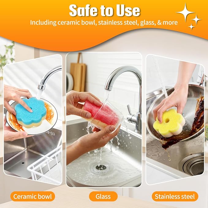 12 Count Scrub Sponges for Dishes, Dual-Sided Temperature-Responsive Scrubber - Image 4