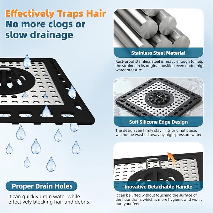 Hibbent Upgraded Shower Drain Hair Catcher, Shower Cover - Image 2