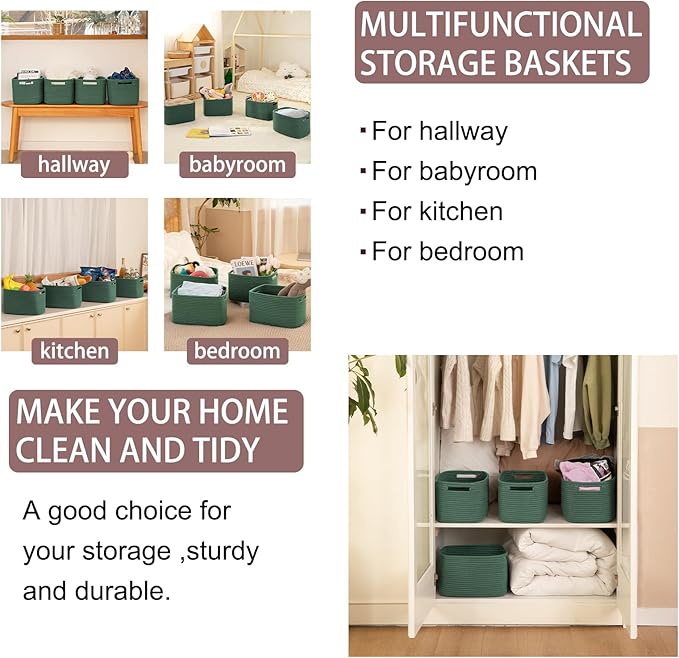 OIAHOMY 4 Pack Storage Baskets for Organizing 15L Cube Storage Bins Green - Image 6
