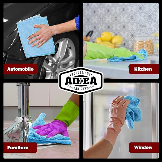 AIDEA Microfiber Cleaning Cloth, Shop Rags 12"×12" | Microfiber Towels - Image 5