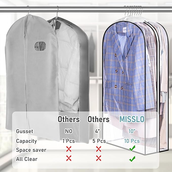 MISSLO 10" Gusseted All Clear Garment Bags - Image 3