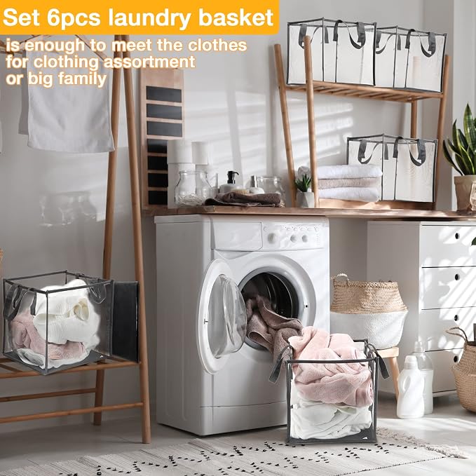 Zopeal 6 Pack Collapsible Mesh Laundry Basket, Single-layer | 13 Inch Square - Image 4
