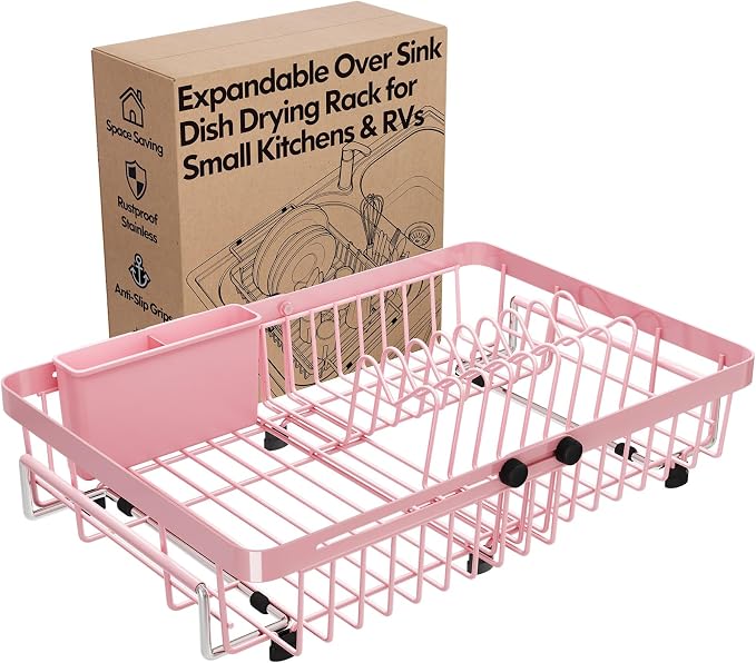 Pink Dish Drying Rack Over The Sink by MAJALiS