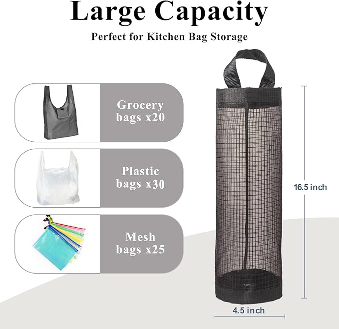 Plastic Bag Holder, Grocery Bag Holder Mesh Hanging Storage Bag Dispenser - Image 4