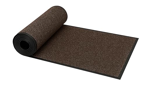 Guardian Platinum Series Indoor Wiper Floor Mat, Rubber with Nylon Carpet, 4'x17', Brown