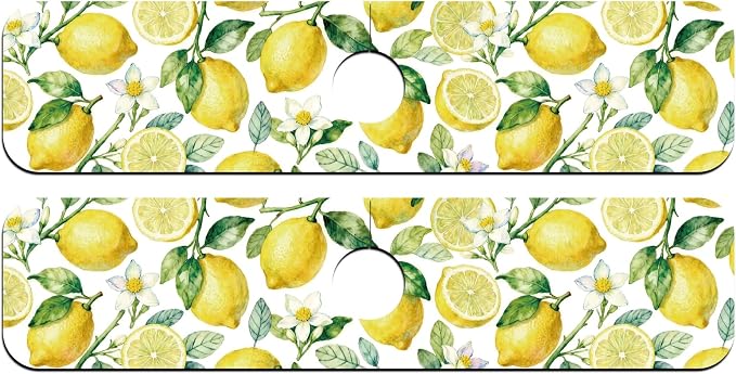 2 Pcs Kitchen Sink Splash Guard Faucet Mat Lemon Pattern Faucet Mat - Image 8