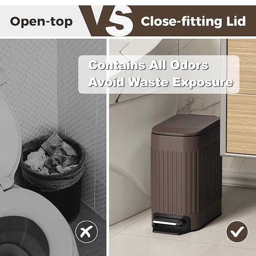 TrashAid Slim Bathroom Trash Can - Image 5