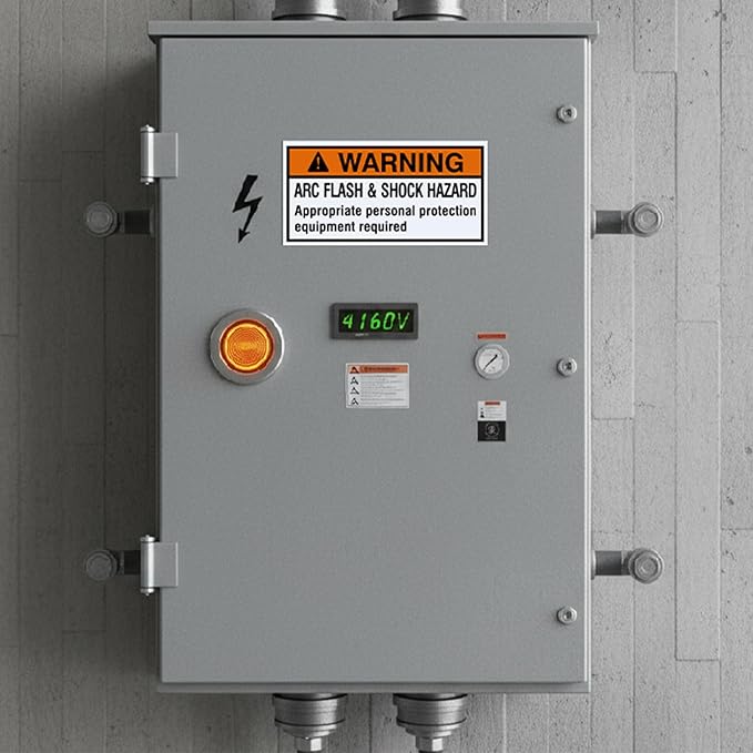 100 Pcs Warning Arc Flash and Shock Hazard Label - 2 x 4 Black & Orange Electrical Safety Warning Decal High Performance Polyester Safety Sticker Signs for the Workplace