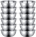 Pinkunn 12 Pcs Stainless Steel Mixing Bowls, Nesting Metal Salad Prep Bowls Bulk Reusable Baking Food Container Large Medium Small for Kitchen Hotel Restaurant Cooking, Silver (11.8 x 3.74 Inch)