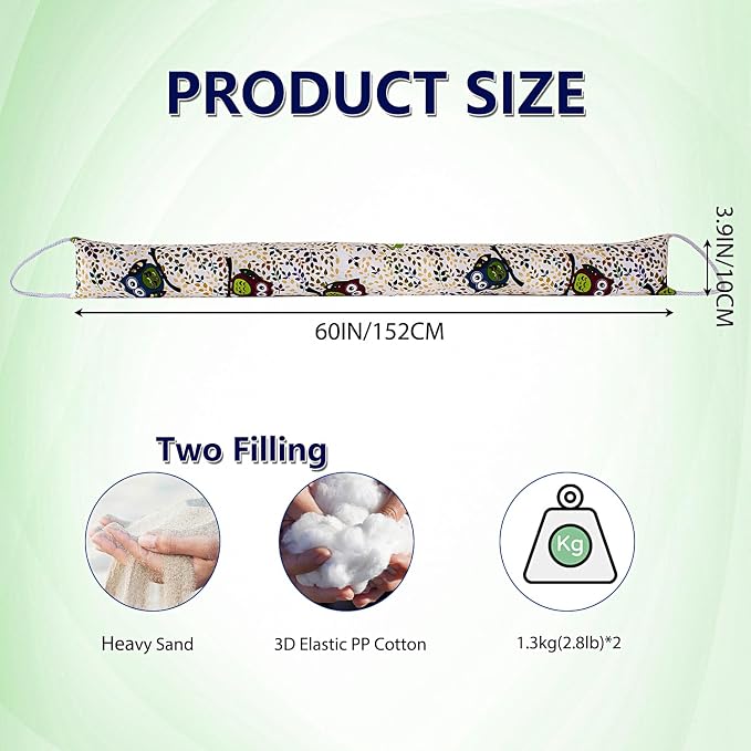 2 Pack 60 Inch 4 Inch Wide Under Door Blocker Door Draft Stopper - Image 2