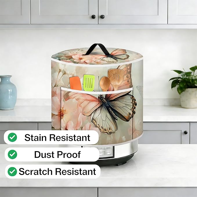 Air Fryer Dust Cover with Top Handle and Storage Bag, Compatible with Rice Cookers, Pressure Cookers, Slow Cookers and Air Fryers, Available in 3-Quart, 6-Quart and 8-Quart Sizes.