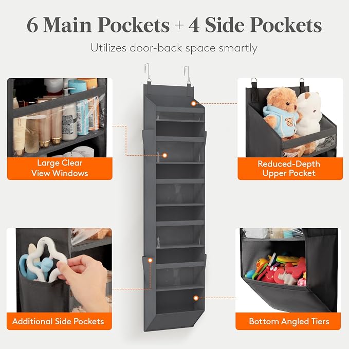 Lifewit 1 Pack Over the Door Organizer, 6 Section Clear Window Hanging Storage - Image 3