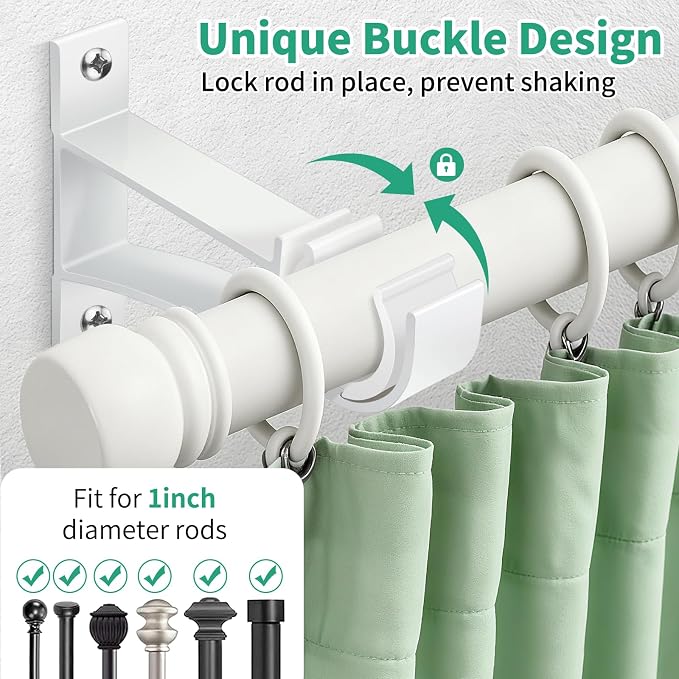 KOLAKO Curtain Rod Bracket White Curtain Rod Holders Brackets Heavy Duty Single - Image 3