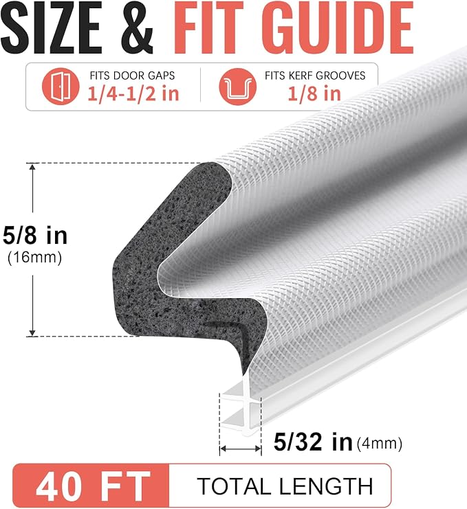 Litaibai 40 ft Kerf Weather Stripping Door Seal - Image 4