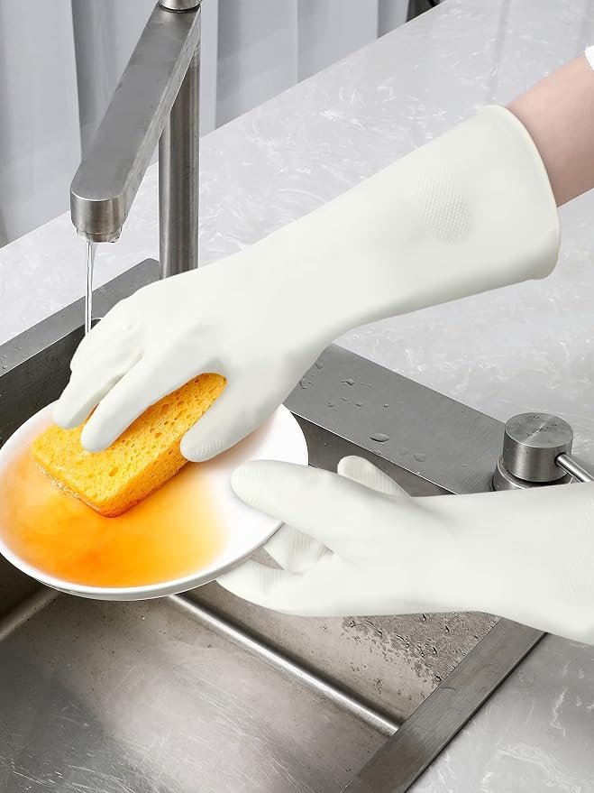 Cleanbear Reusable Dish Washing Rubber Glove Set of 3, Household Cleaning Gloves - Image 2