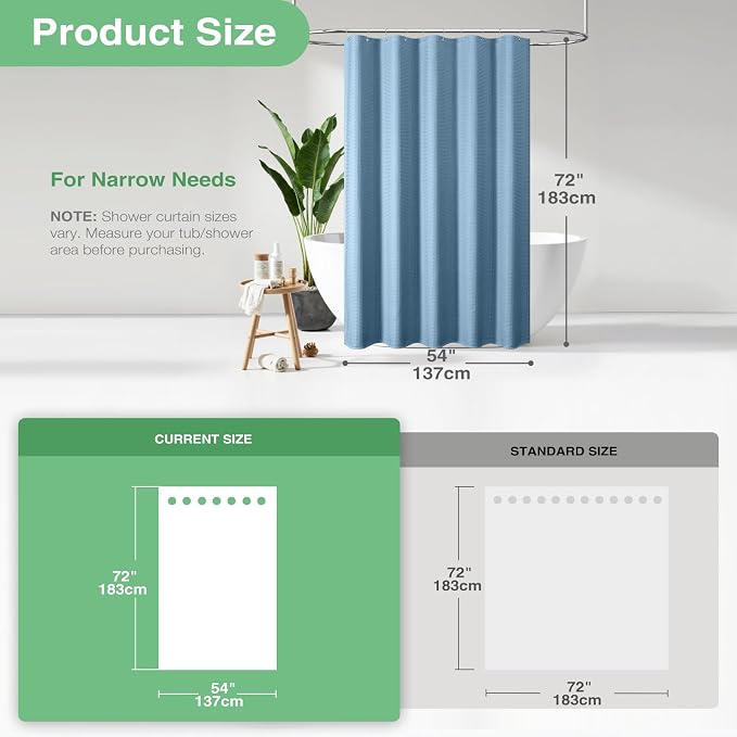 Dynamene Stall Waffle Shower Curtain 256 GSM Heavy 54"x72" Moonlight Blue - Image 3
