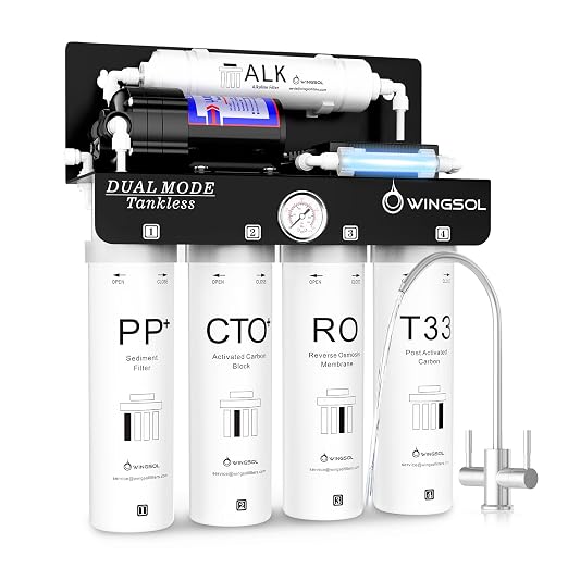 WINGSOL Dual Mode Reverse Osmosis Water Filter, Mineral Alkaline UV 0 TDS by WINGSOL