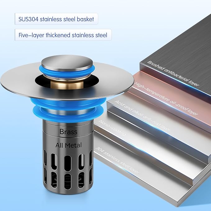 Bathroom Sink Stopper, Pop Up Drain Strainer - Image 6
