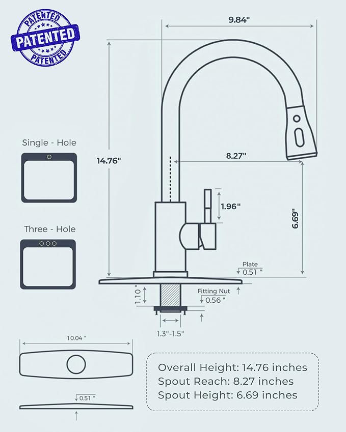 FORIOUS Kitchen Faucets Pull Down Sprayer, Stainless Steel, Brushed Nickel | - Image 6
