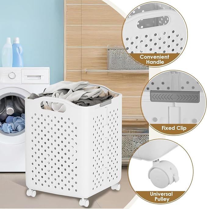 57L Foldable Collapsible Laundry Basket, - Image 8