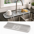 17" Silicone Faucet Handle Drip Catcher Tray, 7° Sloped Self Draining Mat by Unknown