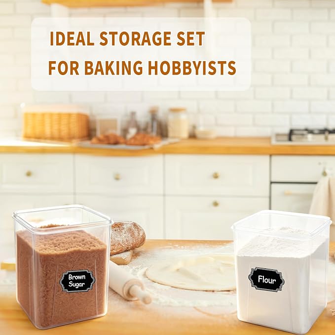 Flour Sugar Storage Containers, 10 Pack Large Airtight Food Storage Containers - Image 2