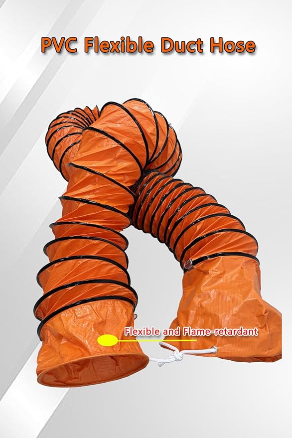 32FT PVC Flexible Duct Hose 12 Inch Duct Hosing with Adjustable Rope for Utility Blower Exhaust Fan Ducting Hose Folding exhaust duct Easy Storage【12 In*32Ft】