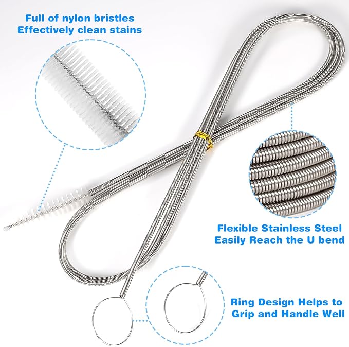 Ixiaoyoo 11 Pcs Cleaning Brushes Set, 8 Inch + 60 Inch Cleaner Brushes | White - Image 4