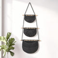 Macrame 3-Tier Hanging Wall Basket, Handwoven Jute Storage Organizer, Boho Decor by GLDFI