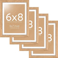 Homeforia 6x8 Picture Frame Natural Wood, High End Oak 6x8 Light Wooden Frames with Mat 5x7 for Photo, 6 x 8 Frame Matted to 5 x 7 Print, 8x6 Wall or Tabletop Frame, Tempered Glass, Wall Kit, Set of 4