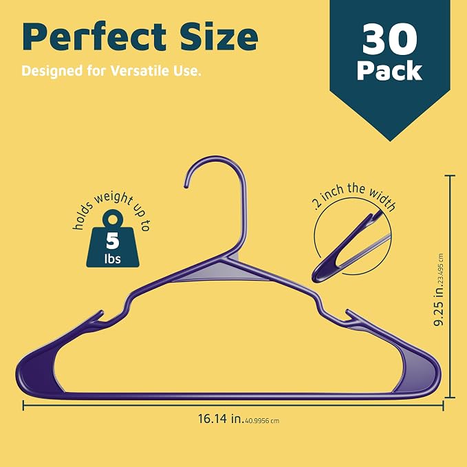 Lifemaster Plastic Clothes Hangers – Heavy Duty Hanger Set, - Image 2