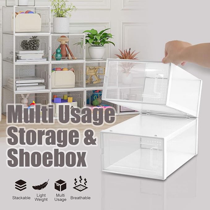 AJP Distributors 6 Collapsible Stackable Shoe Organizer Racks - Image 4