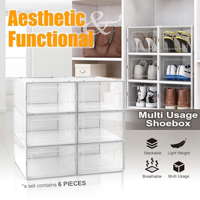 AJP Distributors 6 Collapsible Stackable Shoe Organizer Racks - Image 2