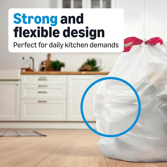 Amazon Basics Tall Kitchen Drawstring Trash Bags, Clean Fresh Scent, 13 Gallon - Image 3