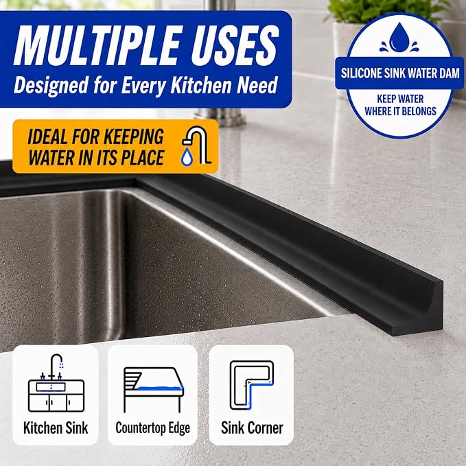 Kitchen Sink Splash Guard and Bathtub Water Barrier, 39 in, splash guard - Image 3