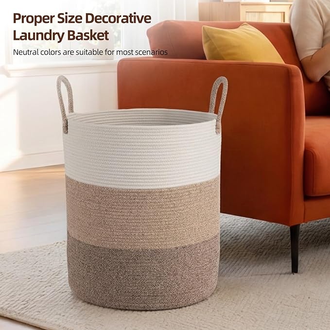 OIAHOMY 60L Nursery Hamper Laundry Basket Laundry Hamper Gradient Brown - Image 4
