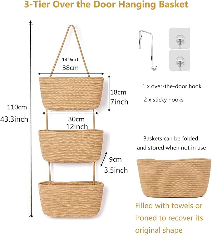 YYaaloa Woven Cotton Hanging Baskets - Image 3