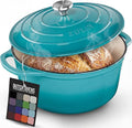 Zulay Kitchen 6 Quart Enameled Cast Iron Dutch Oven with Lid – Premium Durability & Oven Safe up to 500°F – Heavy Duty Cookware Perfect for Bread Baking, Stews, Braising & Roasting – Light Blue