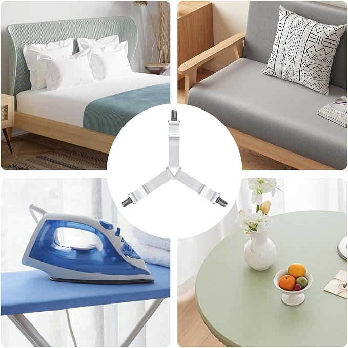 FeelAtHome Adjustable Bed Sheet Clips & Corner Fasteners, 4 Pack, RV & Bunk Beds - Image 7