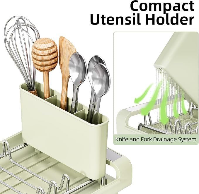 TOOLF Small Dish Drying Rack, Expandable and Space-Saving, Compact Design Fits - Image 5