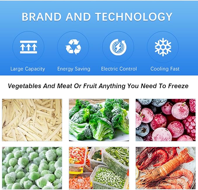 Kolice Commercial Countertop Blast Chiller & Freezer, Chest Fridger, Flash Freezer for freezing Ice Cream, Seafood, Desserts, Meat, Dumpling, Dough, Lowest Temp. -31°F(-35°C),32L