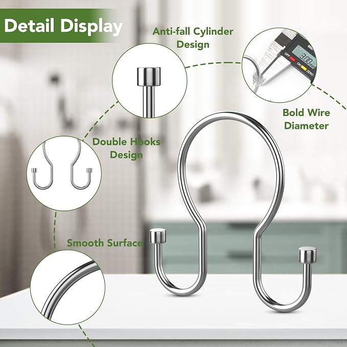 Goowin Shower Curtain Hooks, Simple Shower Curtain Rings, Sturdy Shower Curtain - Image 4