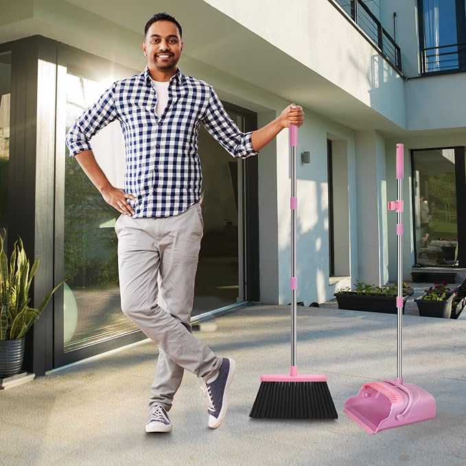 Broom and Dustpan Set for Home, Indoor&Outdoor Sweeping, Stand Up Broom and - Image 8