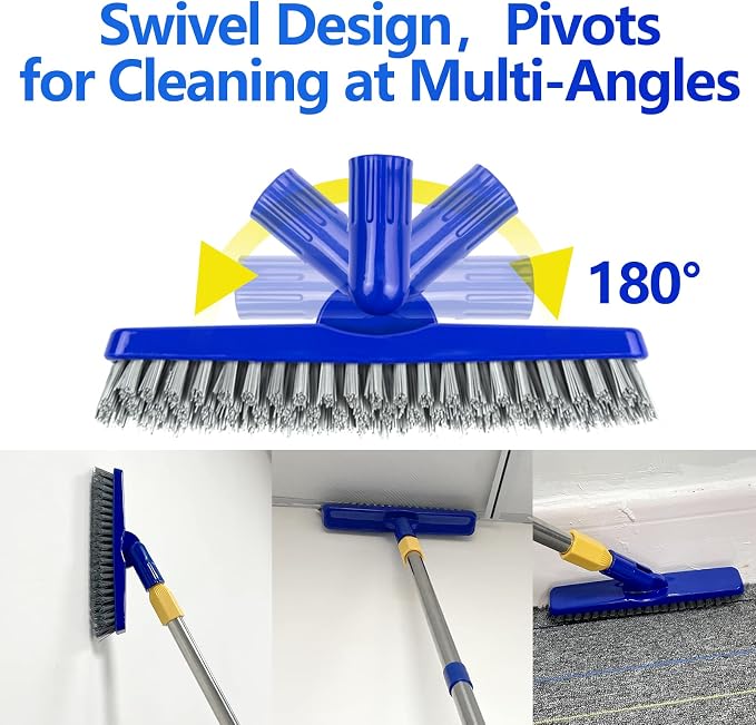 2 Pack Grout Brush with Long Handle, 56.5'' Swivel Grout Cleaning Brush - Image 5
