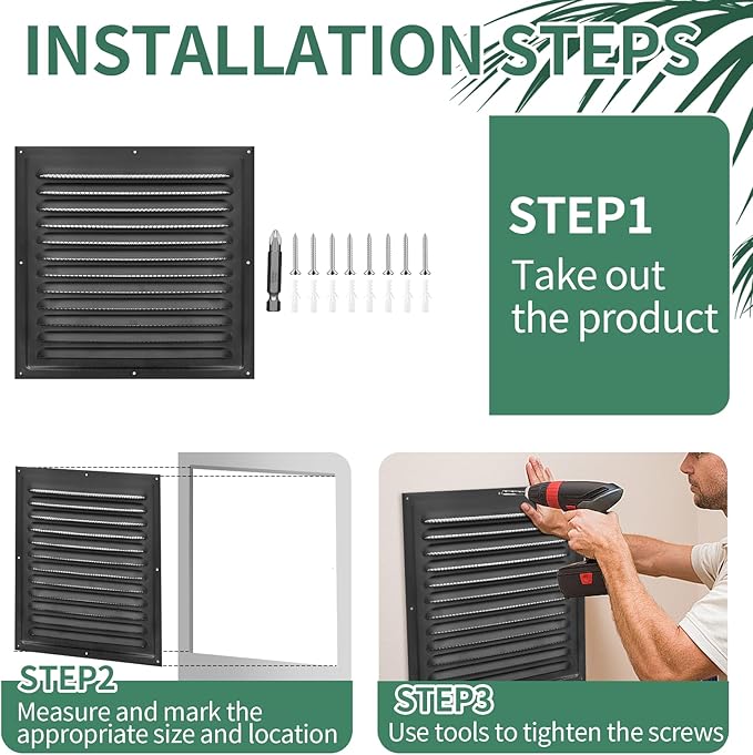 Gable Vents (10" x 10" 3Pcs) Aluminum Walls, Lofts, Garages more, More with Screens, Metal Shed Vents, Outdoor Houses, Loft Ceiling Reinforcement, Square Vents, Blinds, Exterior Grille(Black)